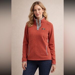 L.L. Bean Women's Sweater Fleece Rust Half-Zip Pullover - M